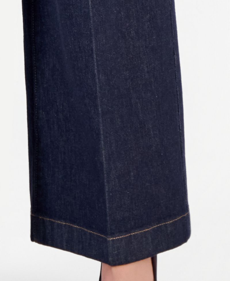 Petite High-Rise Wide-Leg Belted Jeans