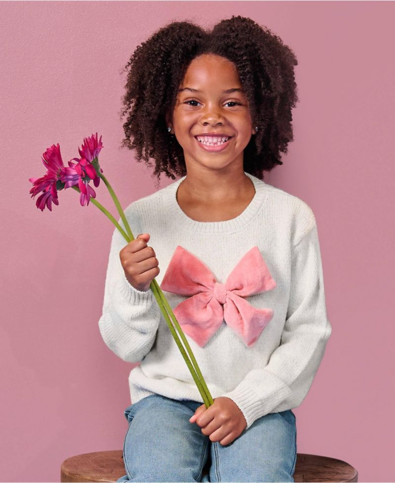 Girls Meet and Greet Bow Knit Sweater