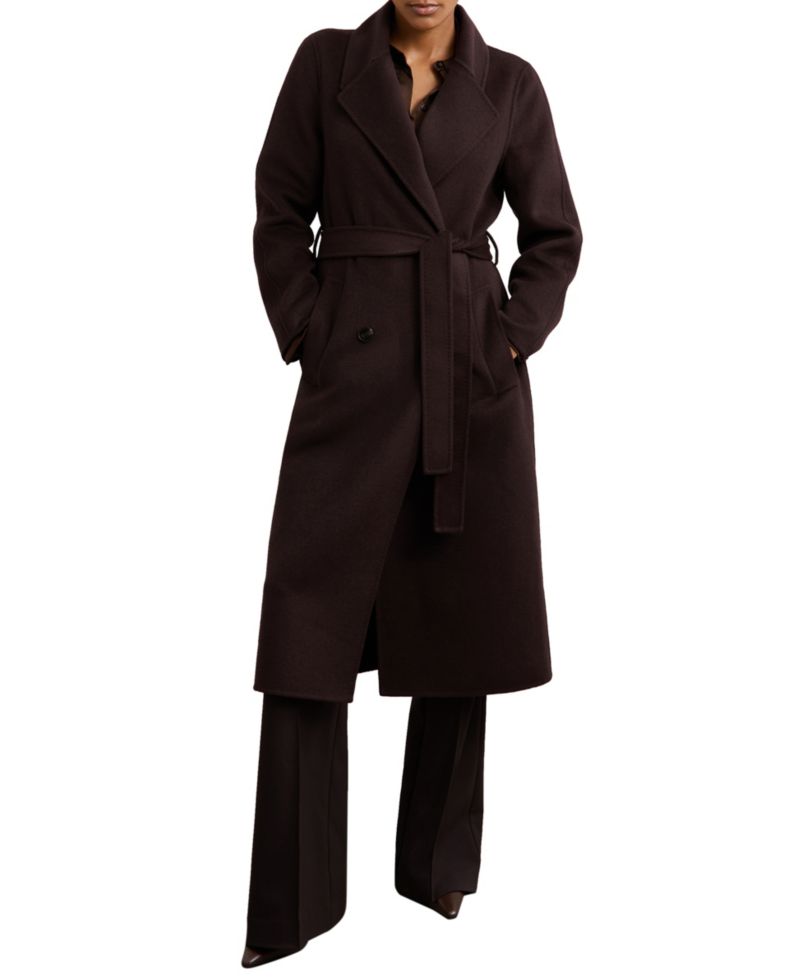 Petite Rene Double Breasted Belted Wool-Blend Wrap Coat