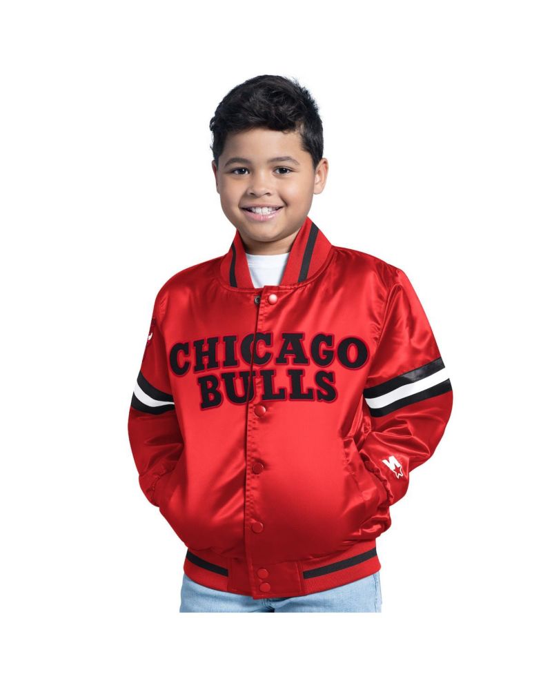 Big Boys and Girls Red Chicago Bulls Scrimmage Full-Snap Varsity Jacket