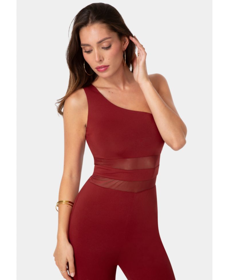 Women's Wide-Leg One-Shoulder Sleeveless Jumpsuit