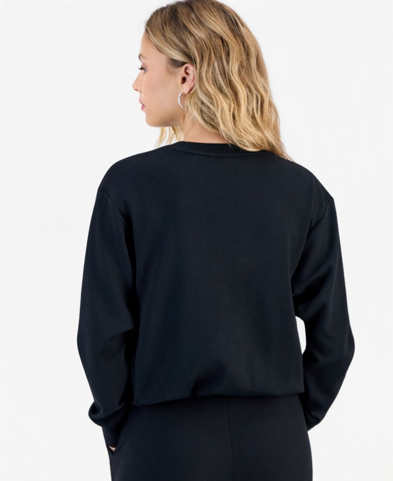 Petite Crewneck Bubble-Hem Top