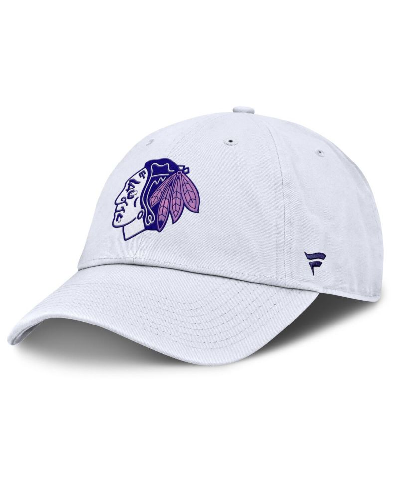 Men's White Chicago Blackhawks Authentic Pro Hockey Fights Cancer Adjustable Hat