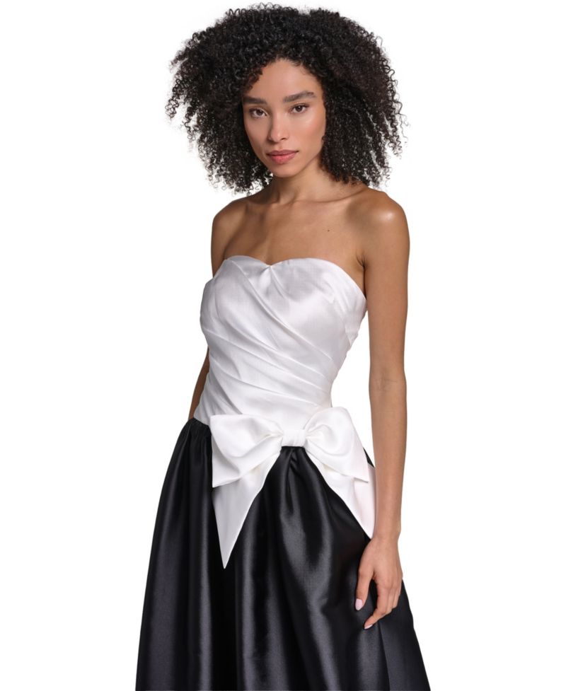 Women's Strapless Printed Ball Gown Dress