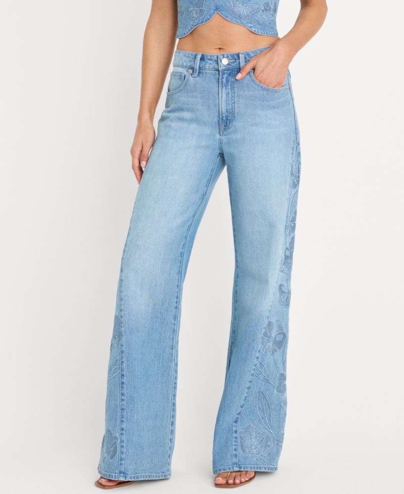 Women's Dolly Joleans High-Rise Wide-Leg Embroidered Jeans