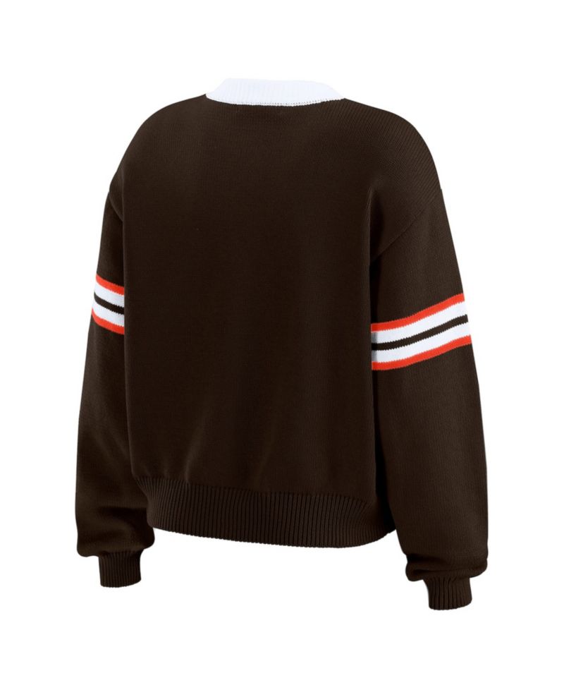 Women's Brown Cleveland Browns Lace-Up Sweater