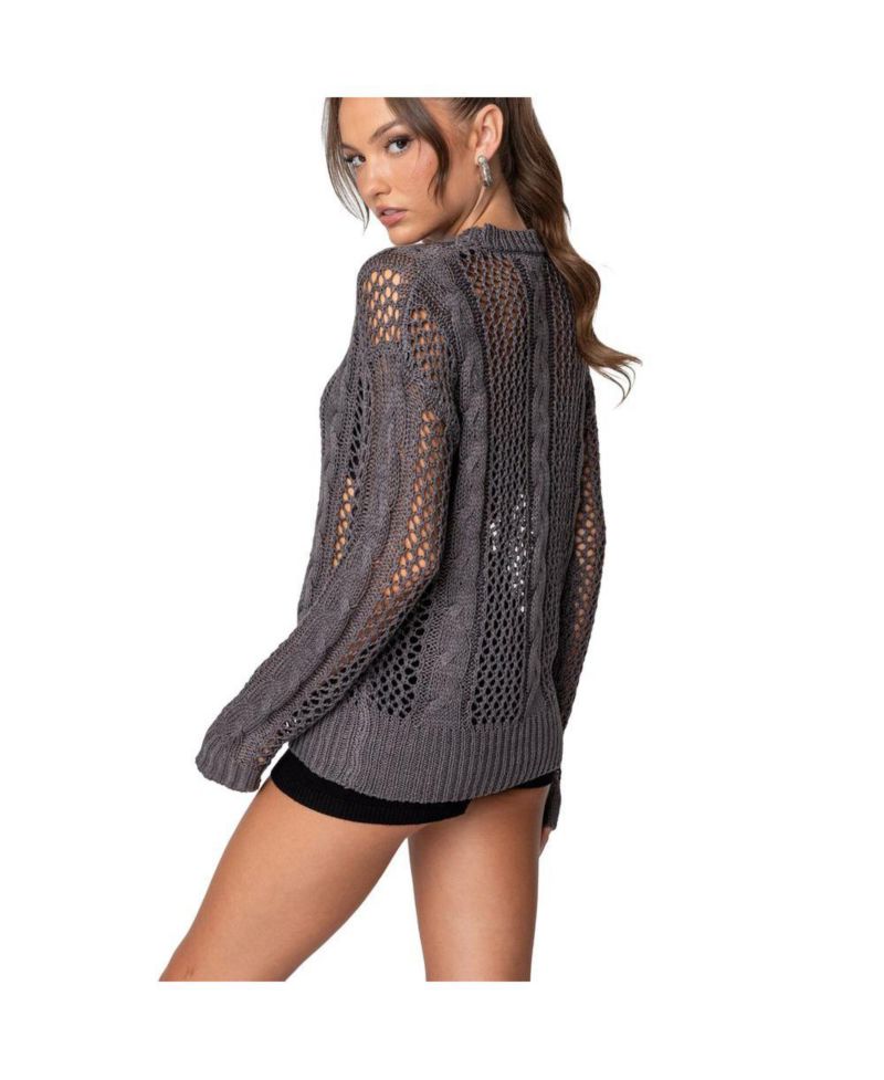 Women's Cable Open Knit Sweater