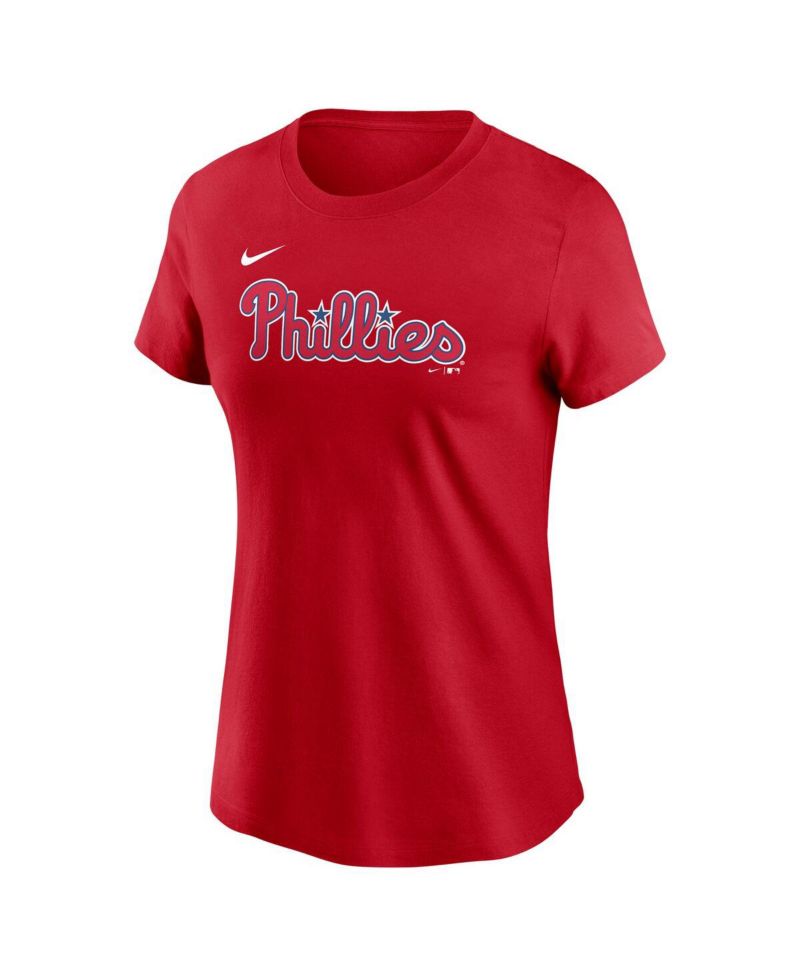 Women's Trea Turner Red Philadelphia Phillies Fuse Name & Number T-Shirt