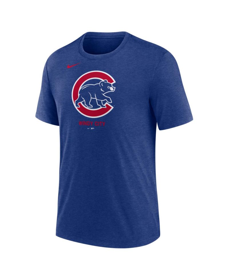 Men's Royal Chicago Cubs Tri-Blend Logo T-Shirt