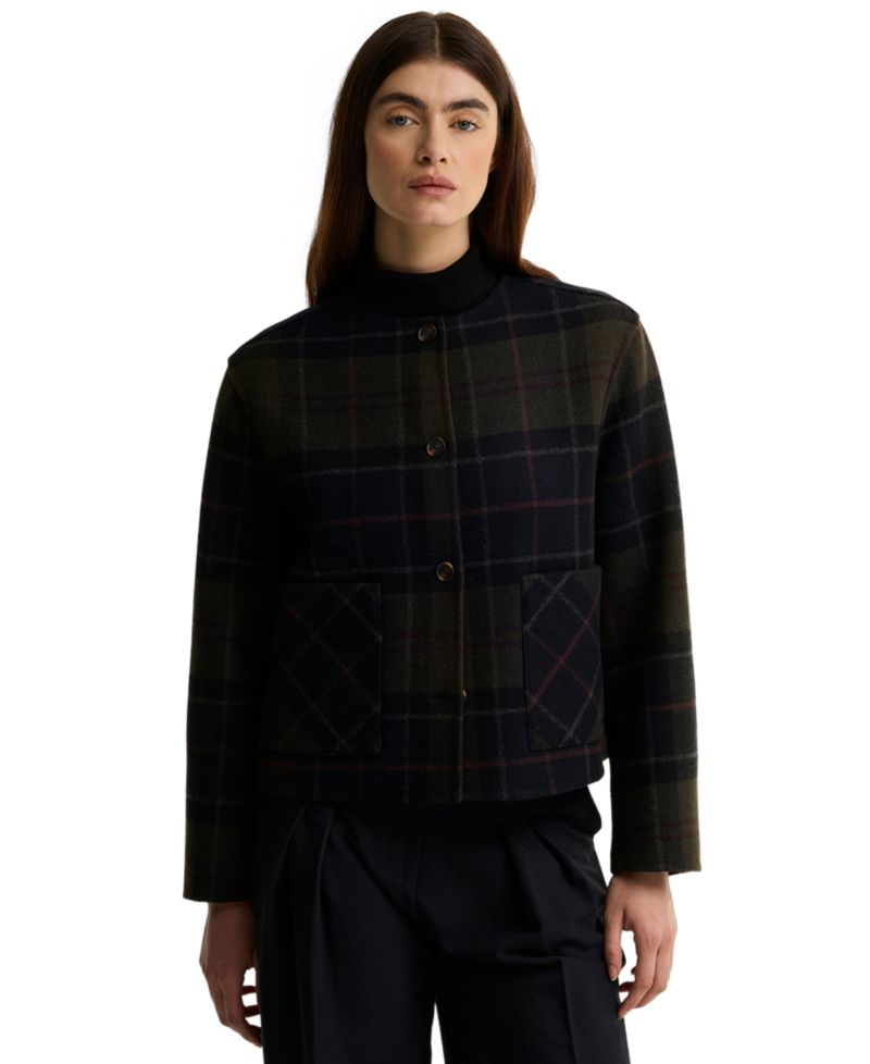 Women's Marlow Plaid Long-Sleeve Wool-Blend Overshirt