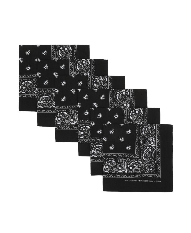 Lightweight Black 22"x22" 6-Pack Bandana Set