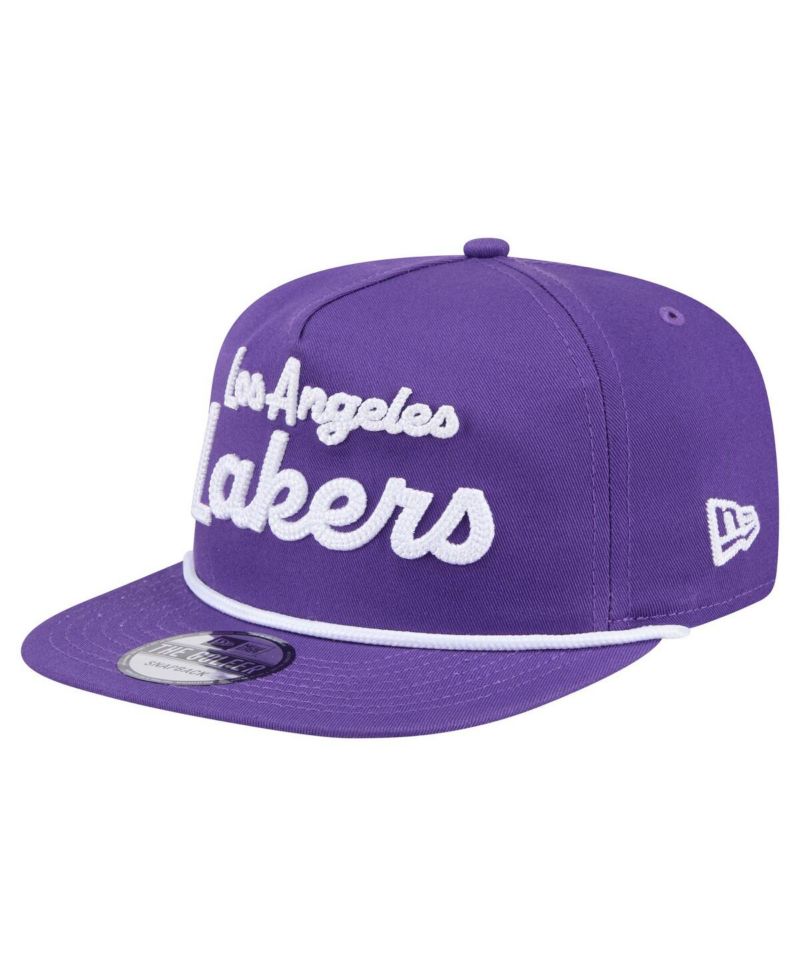 Men's Purple Los Angeles Lakers Team Text Golfer Snapback Hat
