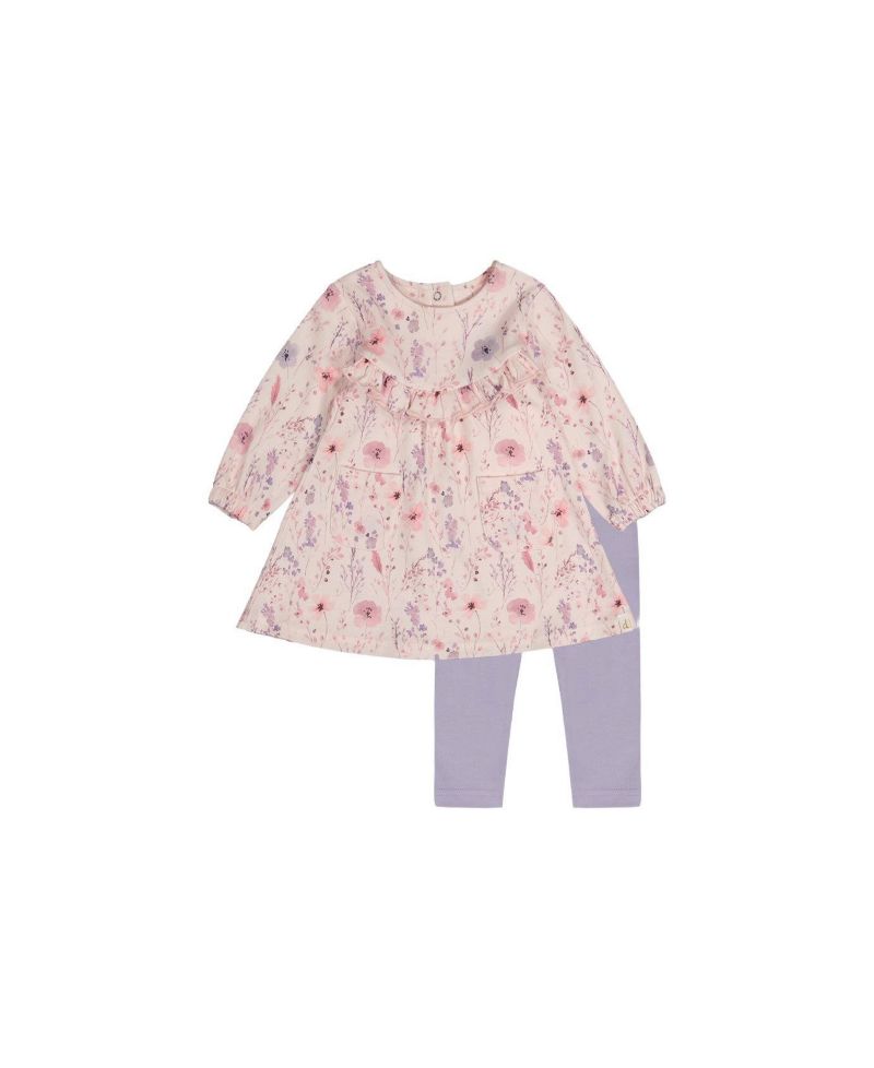 Baby Girl (3M - 24M) Cotton Dress and Legging Set