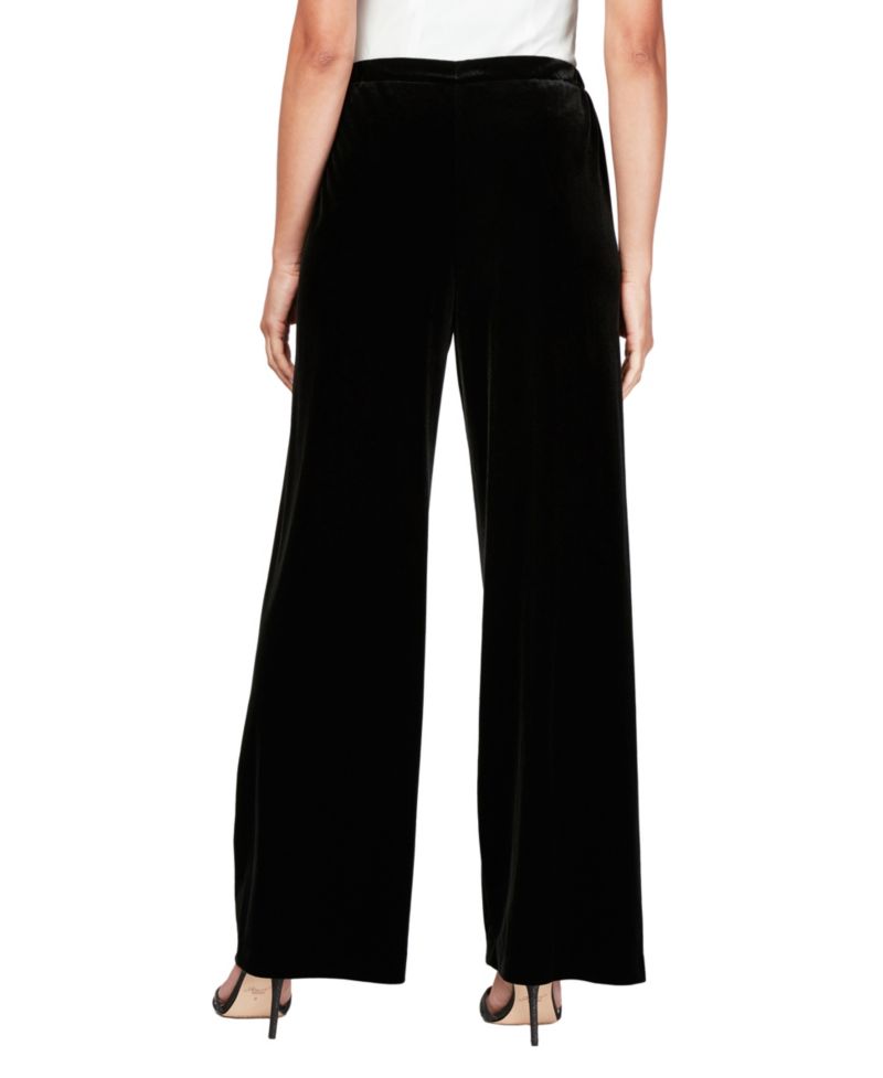 Petite Pull-On Wide Leg Velvet Pants