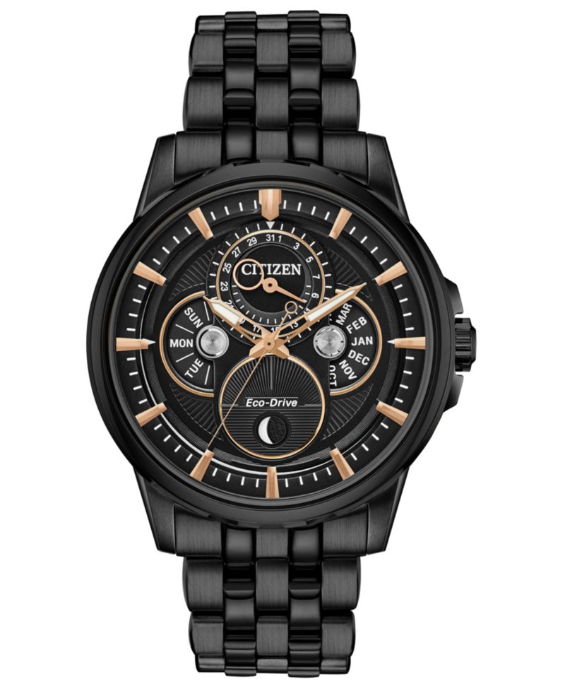 Eco-Drive Men's Calendrier Gray Stainless Steel Bracelet Watch 44mm