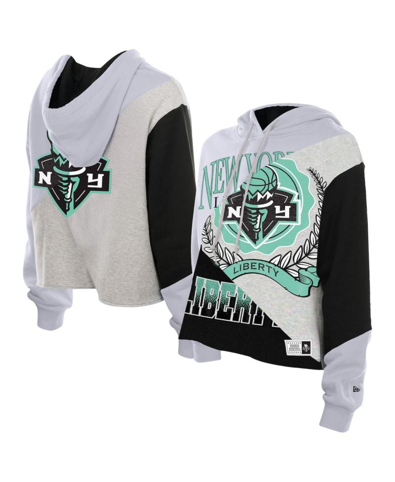Women's New York Liberty Color Block Cropped Boxy Hoodie