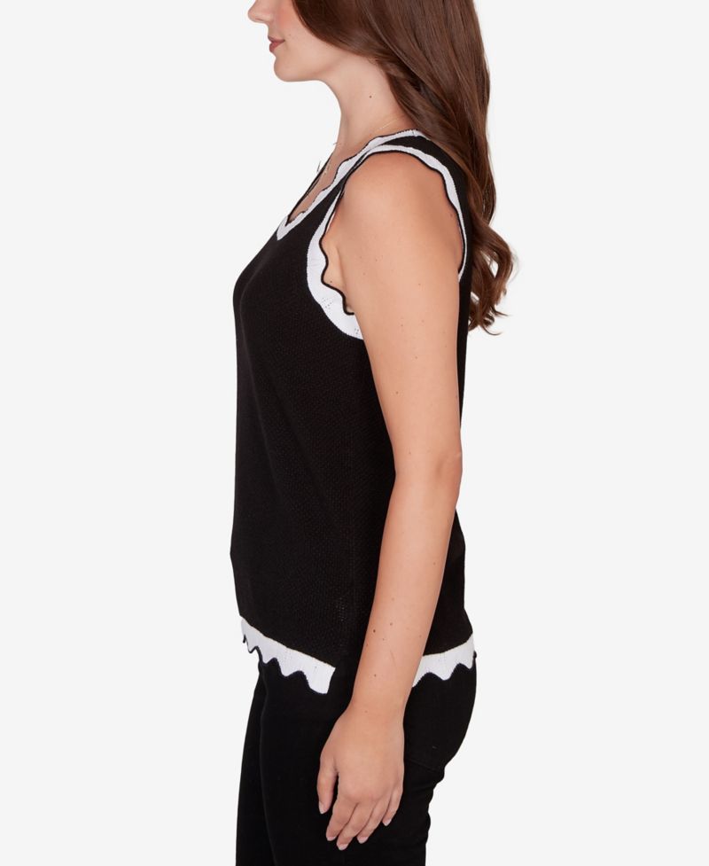 Petite Scallop Trim Sweater Tank Top