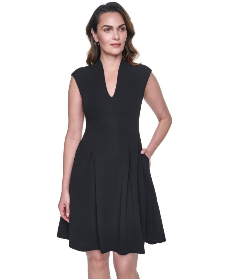 Petite Crepe V-Neck Short Dress