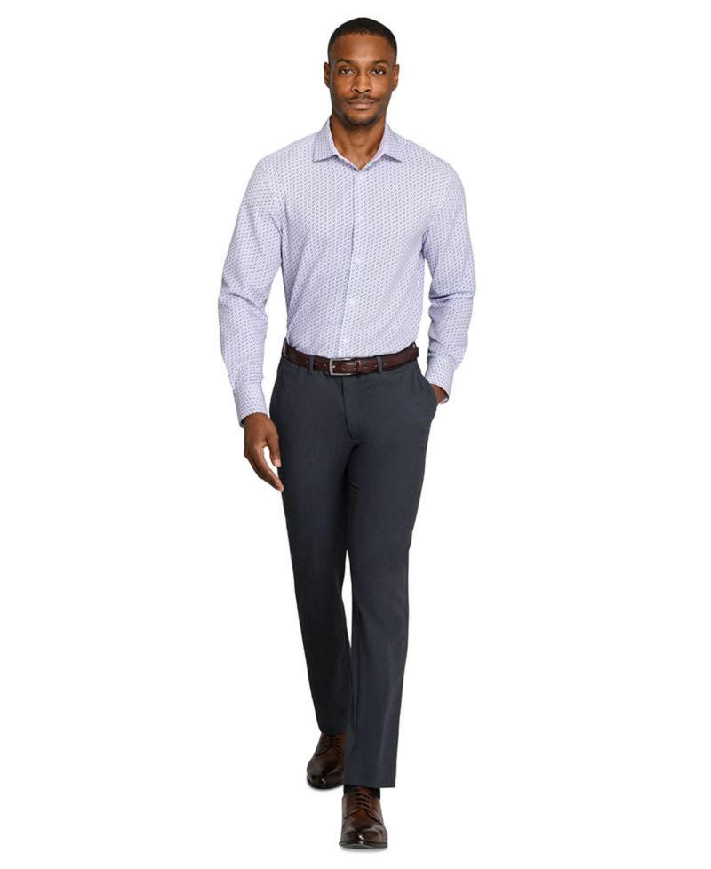 Men's Triangle Print Spread Collar Dress Shirt