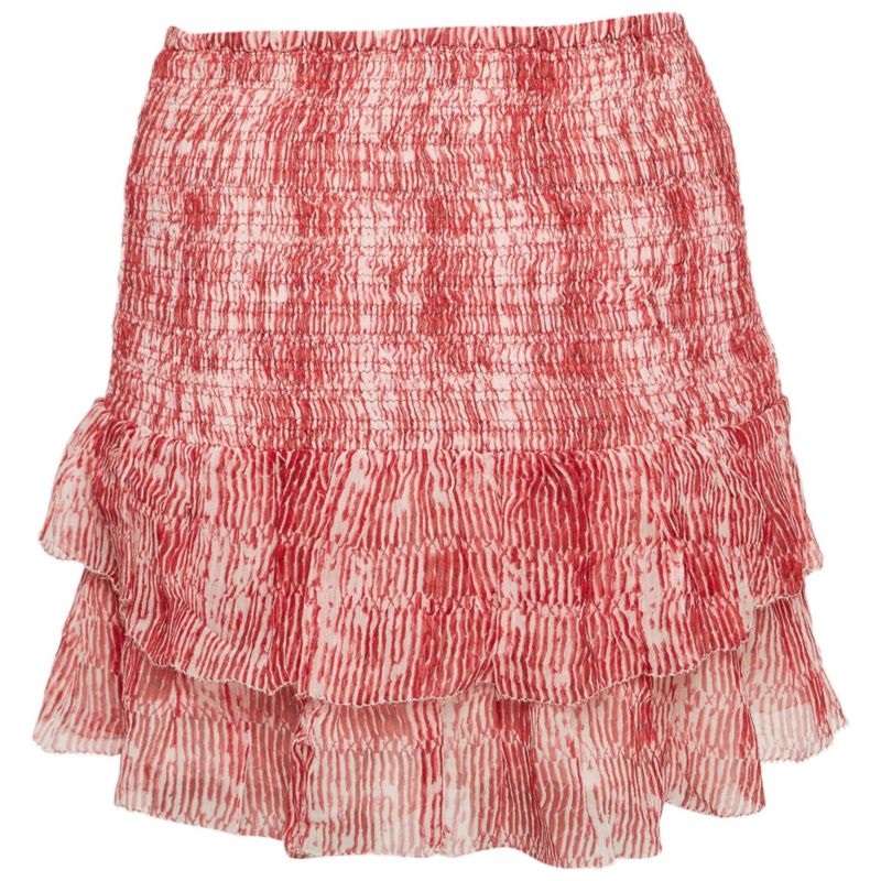 Women's Red Smocked Zelia Mini Skirt