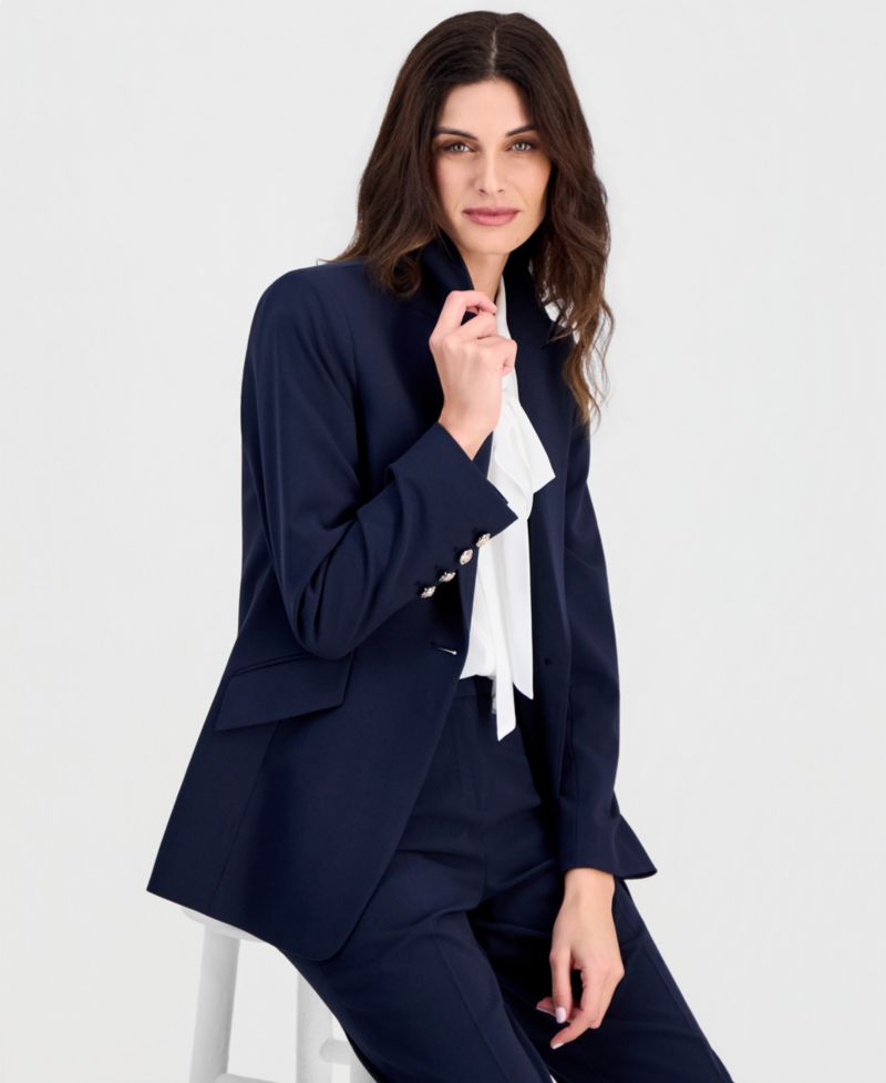 ASL Petite Shoulder Padded One-Button Blazer
