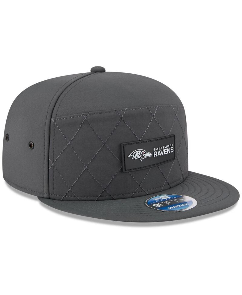 Men's Charcoal Baltimore Ravens 2025 Sideline Cold Weather Split Panel 9FIFTY Snapback Hat