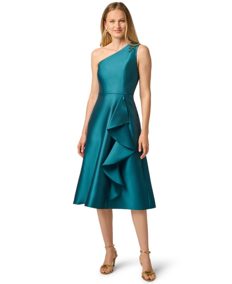 Women's One-Shoulder Fit & Flare Midi Dress
