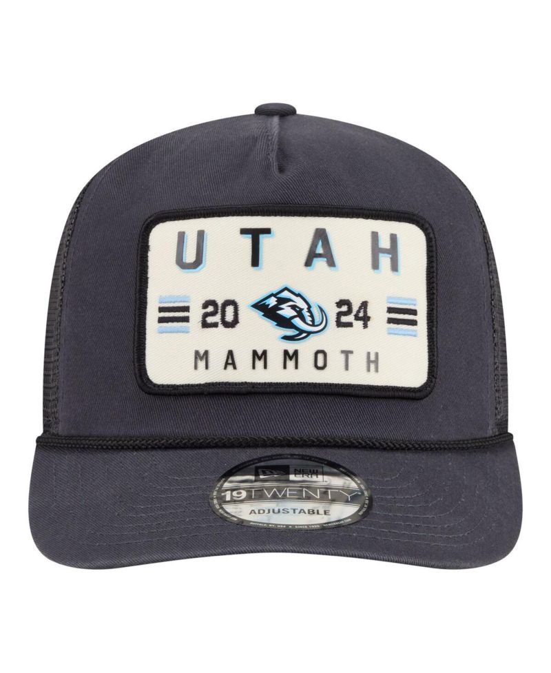 Men's Charcoal Utah Mammoth Washed Patch 19TWENTY Trucker Adjustable Hat