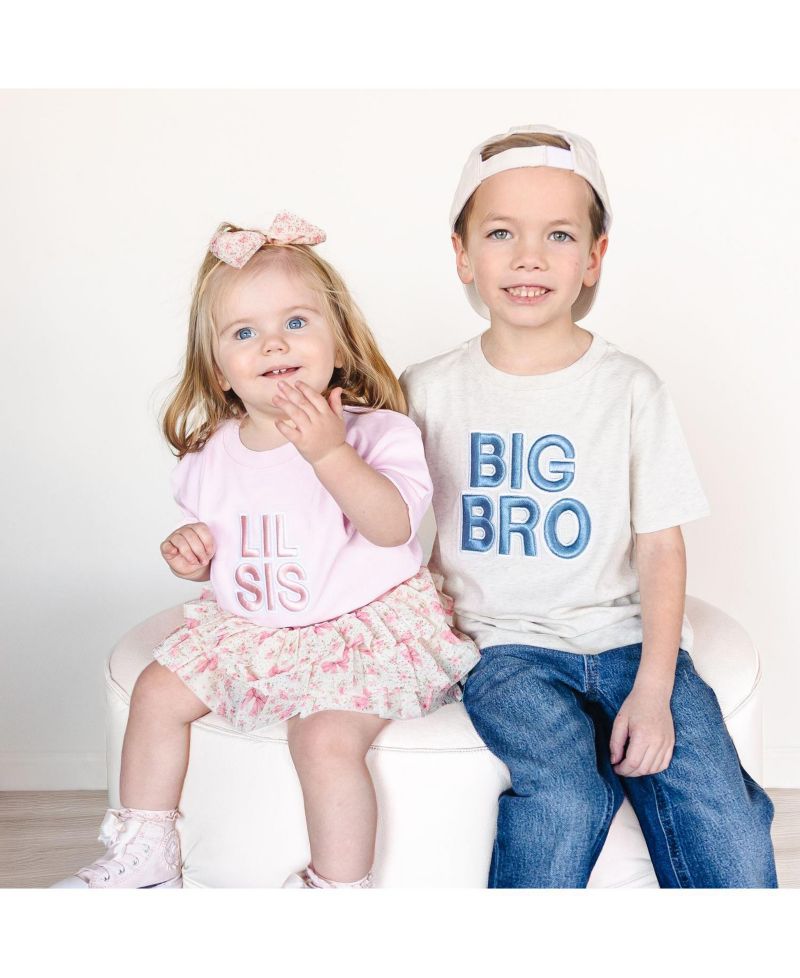 Little Boys Big Bro Embroidered Patch Short Sleeve T-Shirt