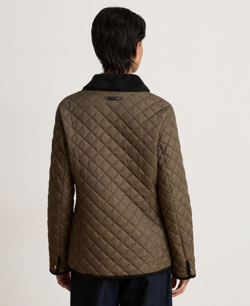 Women's Faux-Sherpa-Collar Quilted Coat