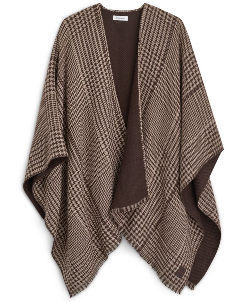Reversible Houndstooth Double Face Shawl Ruana