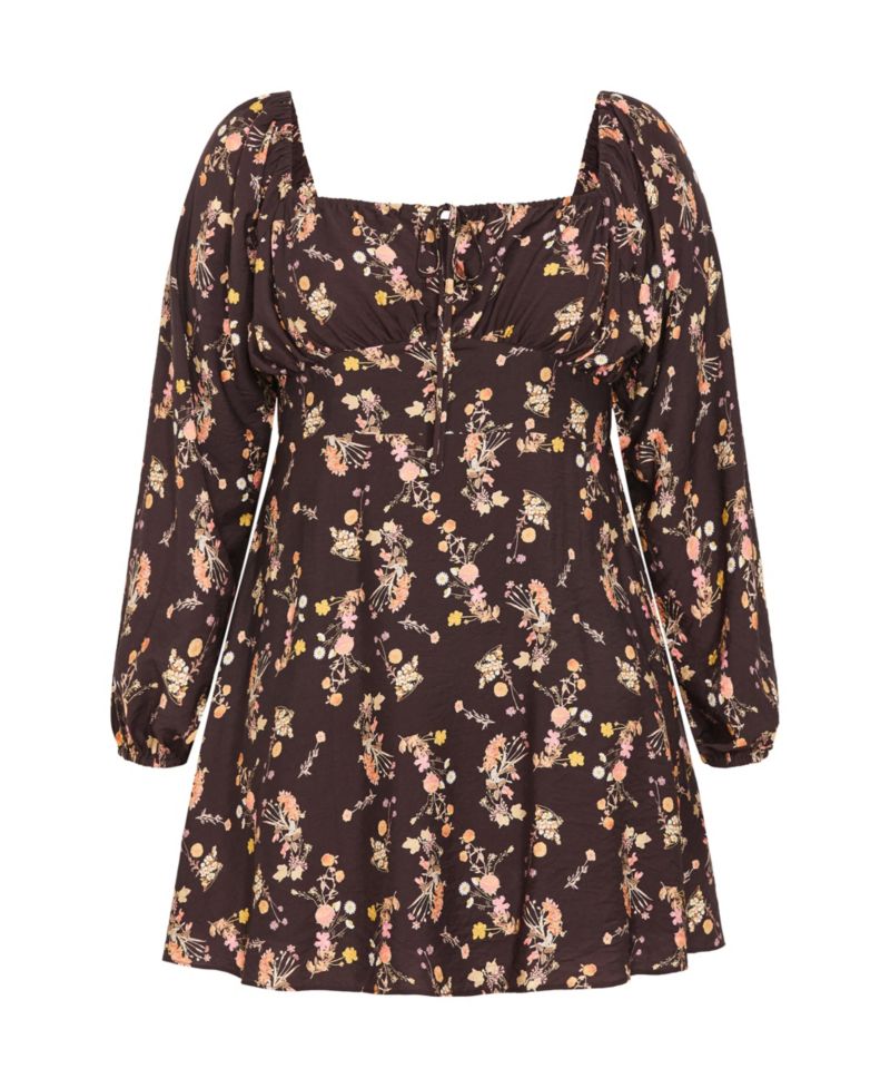 Plus Size Abbie Long Sleeve Print Mini Dress