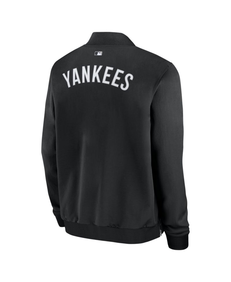 Men's Black New York Yankees Authentic Collection Dugout Relaxed Full-Zip Bomber Jacket