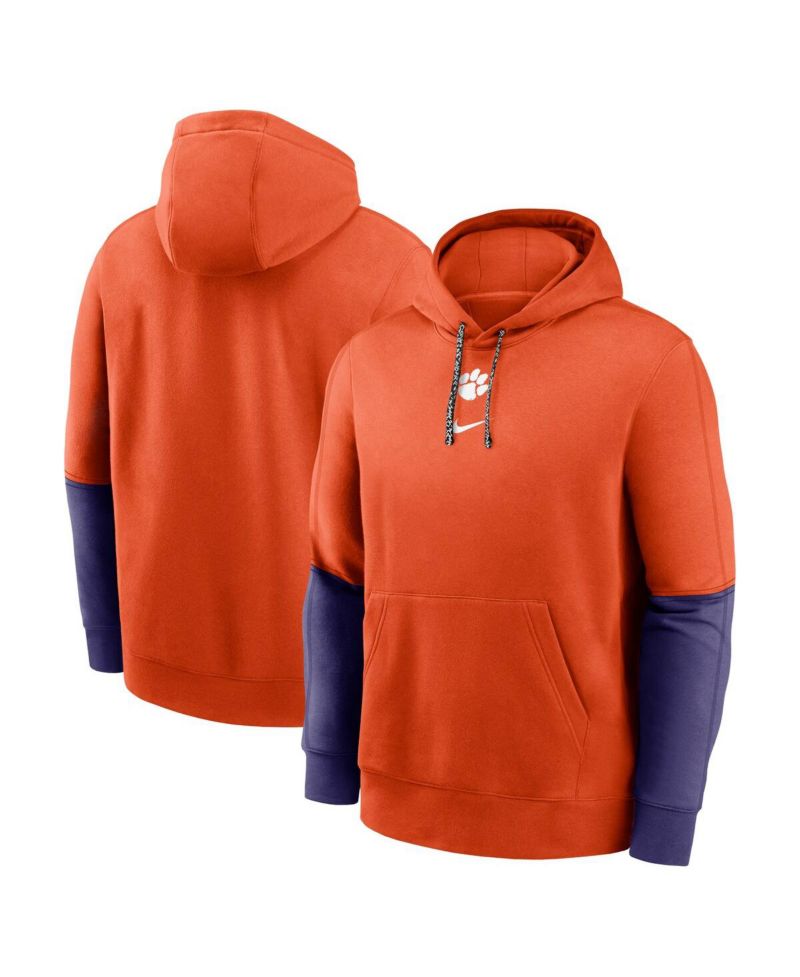 Men's Orange/Purple Clemson Tigers 2024 Sideline Club Pullover Hoodie