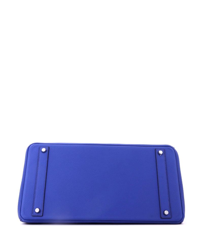 Pre-Owned Hermes Birkin 40 Handbag Blue Togo with Palladium Hardware