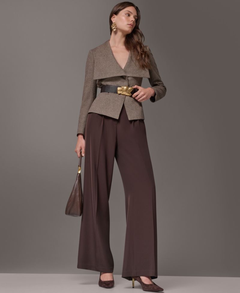 Women Cropped Shoulder-Padded Belted Blazer