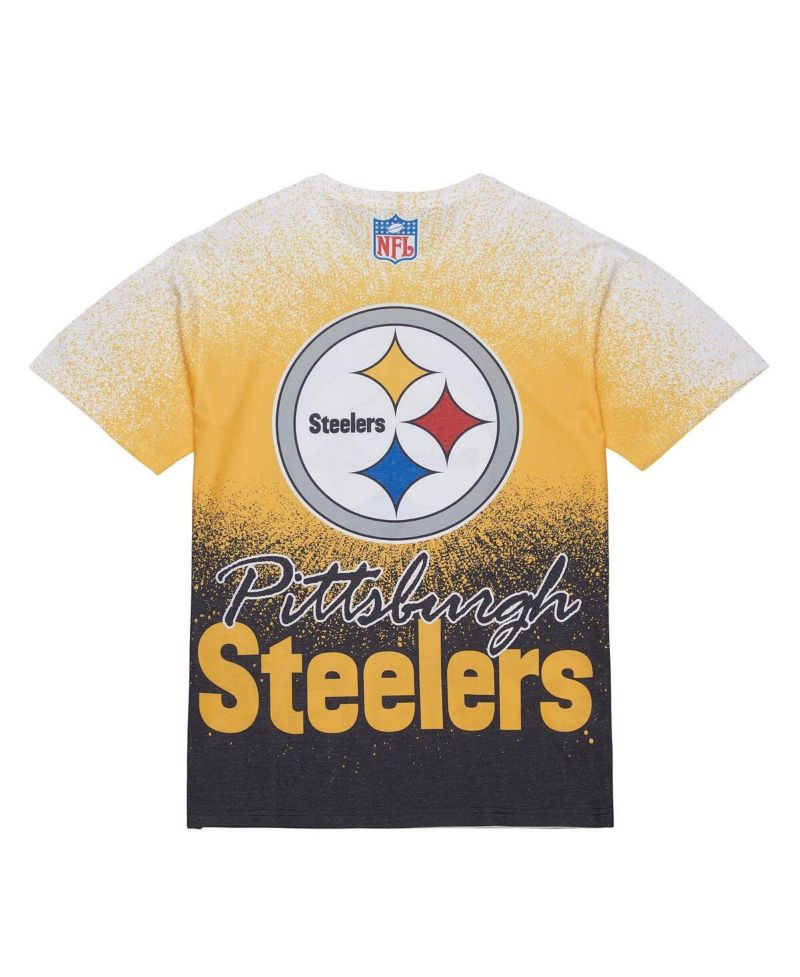 Men's White Pittsburgh Steelers Team Burst Vintage Logo T-Shirt