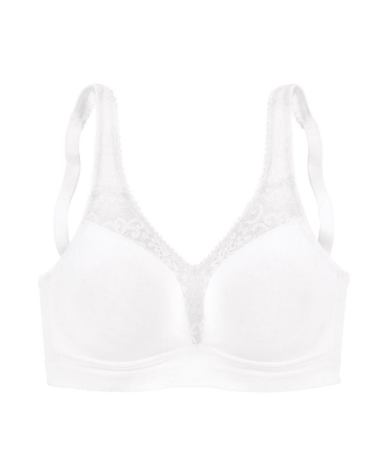 Women's Cotton 2-Pack Lace Wireless Wire-Free Padded T-Shirt Bra