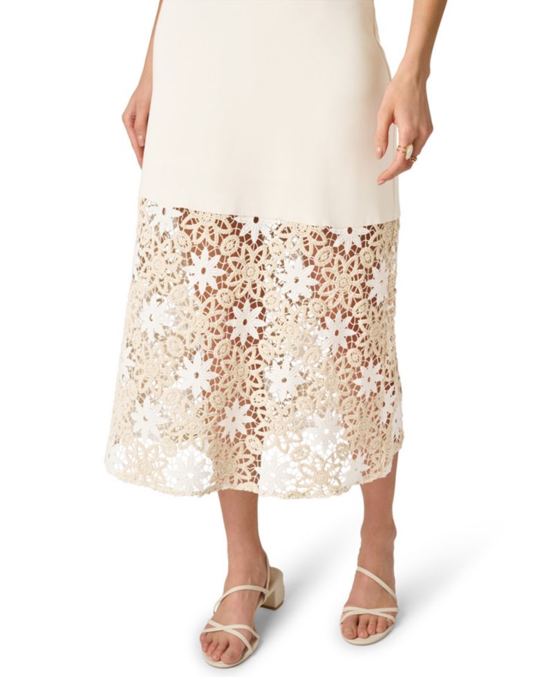Women's V-Neck Crochet Midi Dress