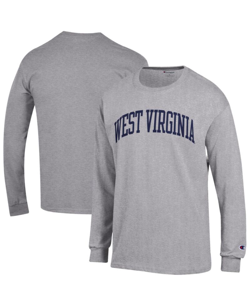 Men's Heather Gray West Virginia Mountaineers Basic Arch Long Sleeve T-Shirt