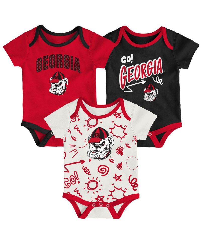 Baby Boys and Girls 3-Pack Georgia Bulldogs All Day Play Bodysuit Set