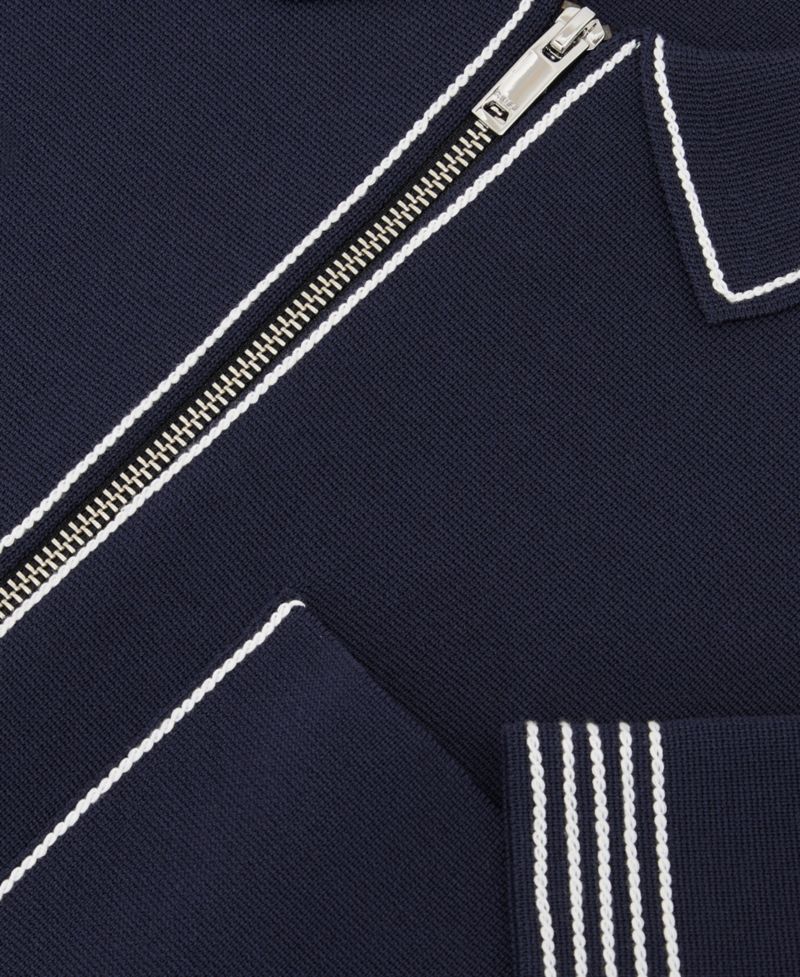Men's Blake Stitch-Detail Zip-Through Knit Shirt