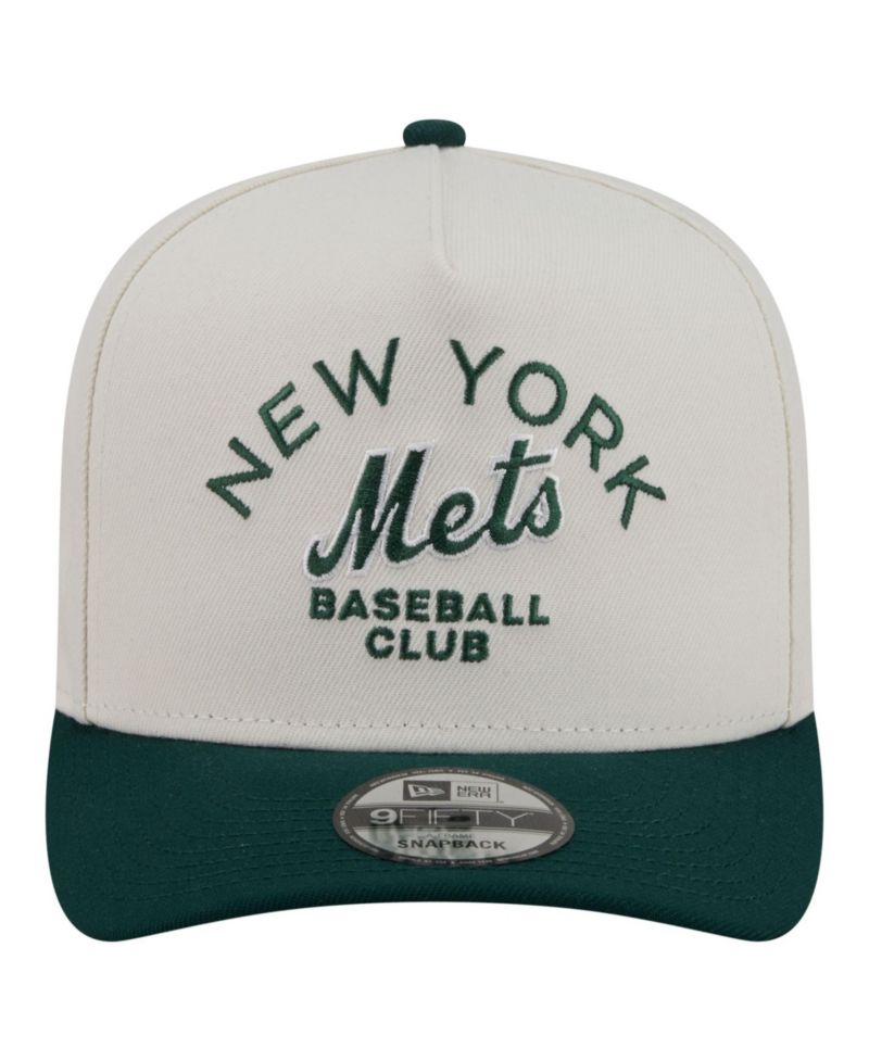 Men's Cream/Dark Green New York Mets Chrome A-Frame 9FIFTY Snapback Hat