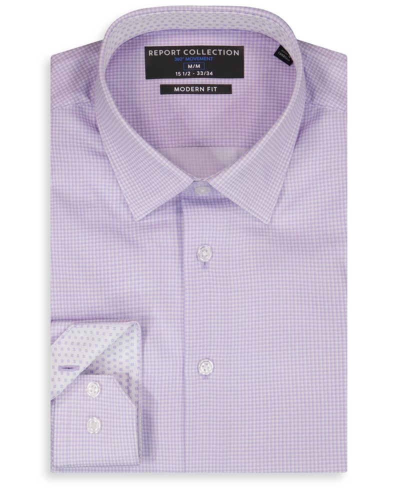 Men's Long Sleeve 4-Way Check Print Dress Shirt