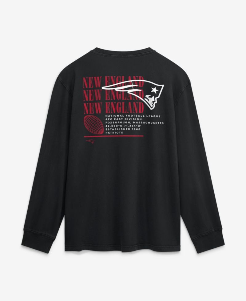 Men's New England Patriots Fullback Drive Crewneck Long-Sleeve Relaxed-Fit T-Shirt