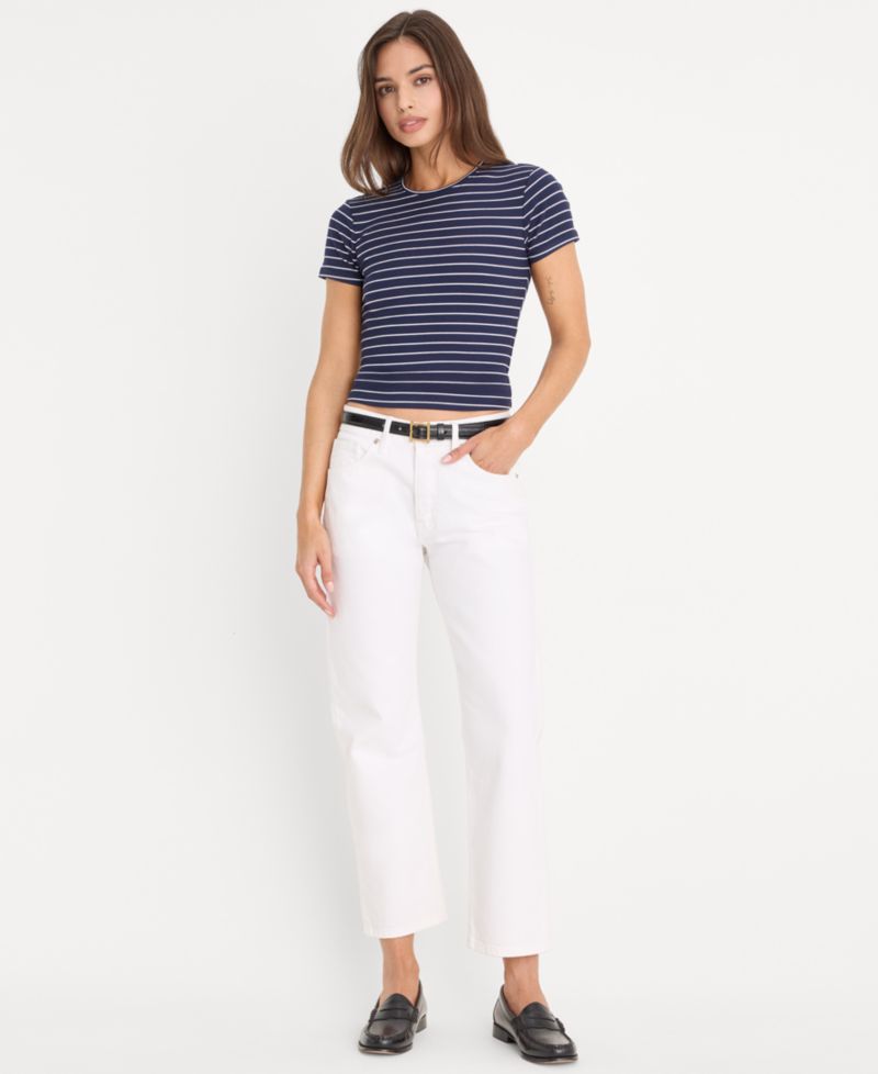 Women's Striped Short-Sleeve Crop T-Shirt