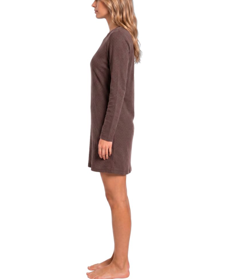 Women's Brushed Pointelle Scoop-Neck Long-Sleeve Sleep Shirt