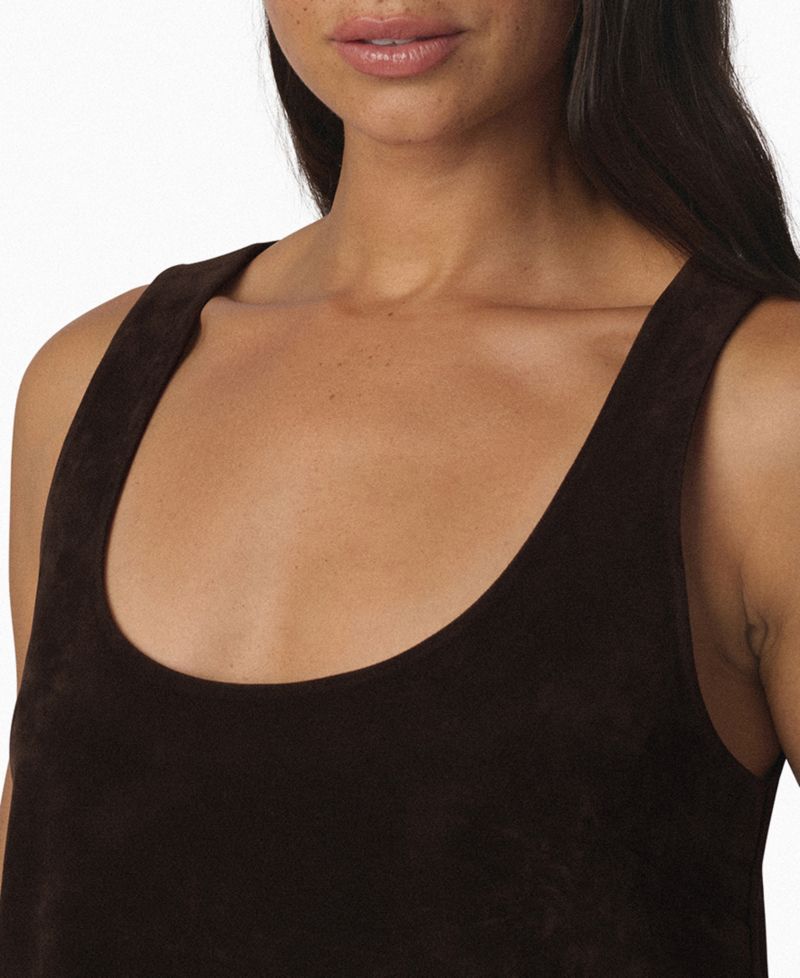 Women's Scoop Neck Faux-Suede Sleeveless Mini Dress