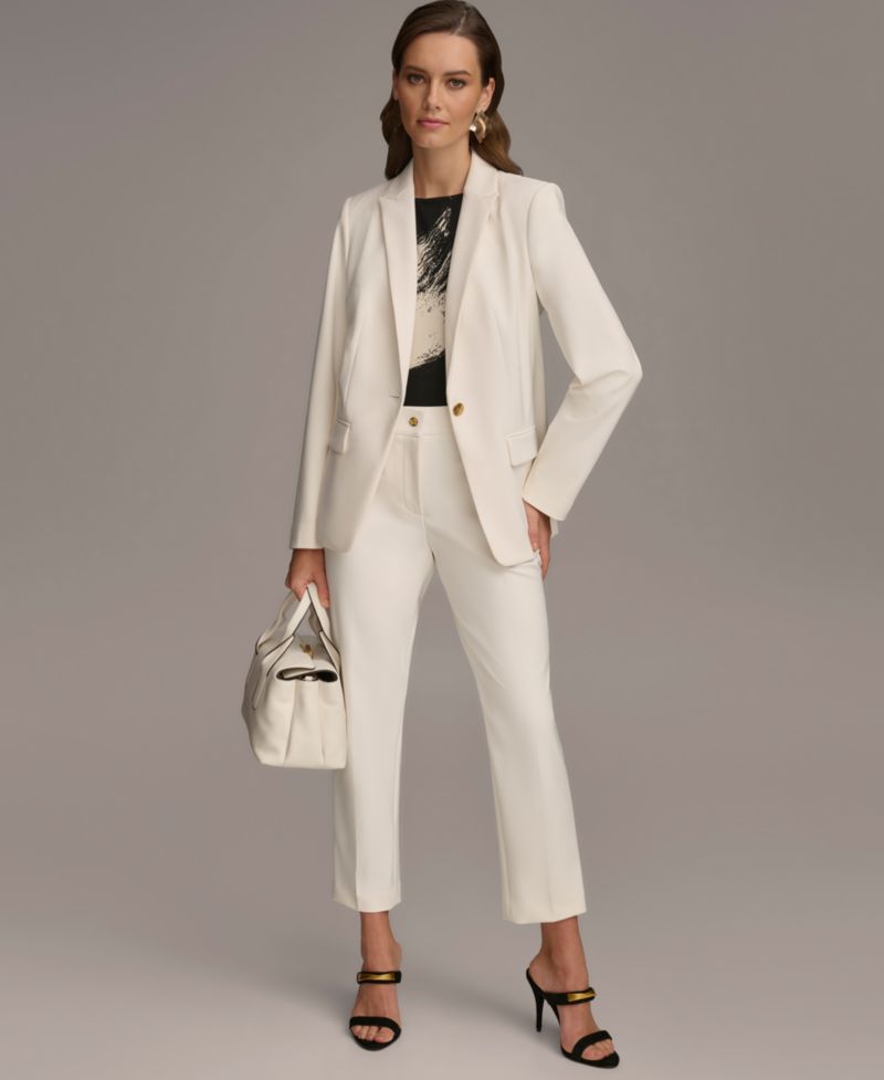 Women's One Button Blazer & Slim Leg Ankle Pant