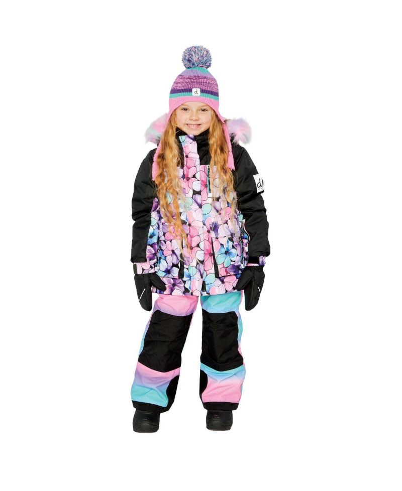 Little and Big Girl (6-14) Two Piece Play Snowsuit Floral Print with Gradient Pants